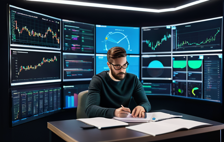 디지털화폐 투자 전략 - **Prompt:** A serene and focused individual, dressed in smart-casual attire, stands confidently befo...