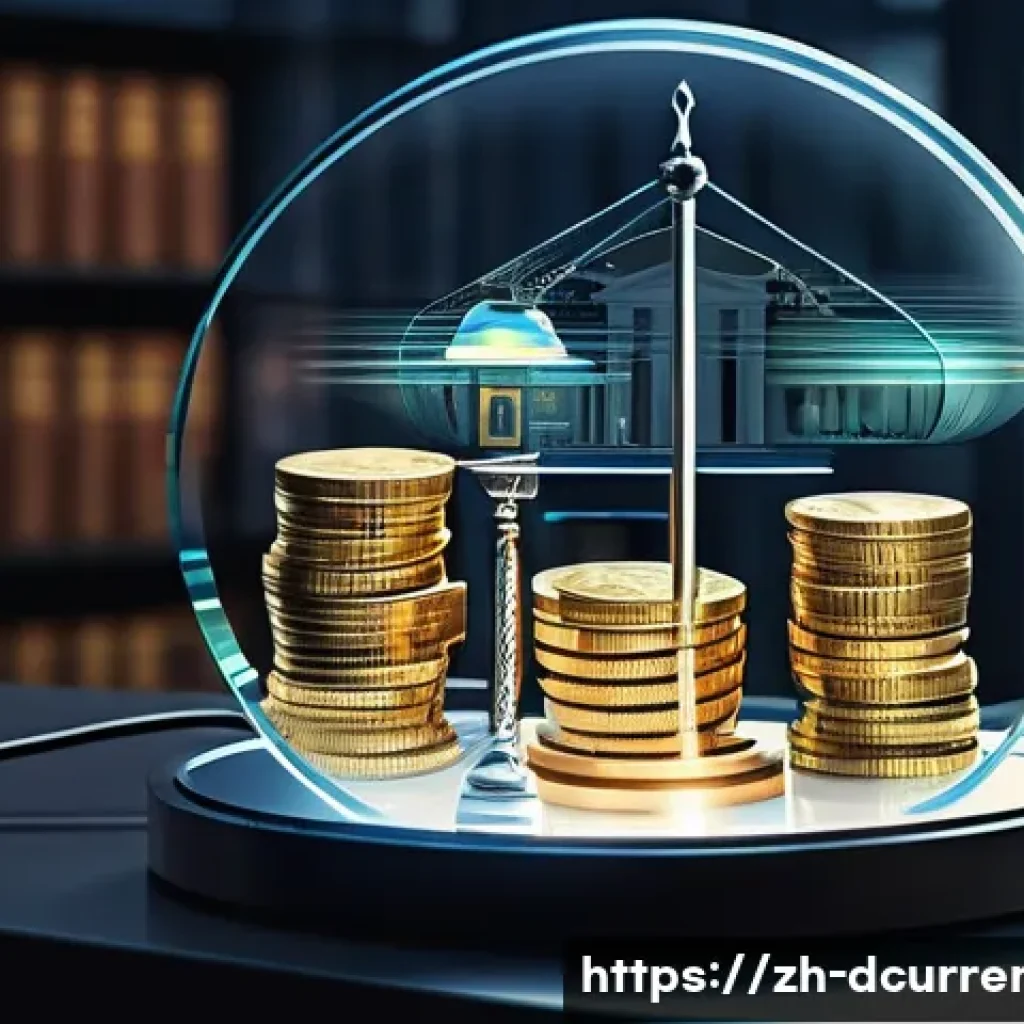 디지털화폐의 법적 정의 - **Prompt:** A visually striking conceptual artwork illustrating the complex legal identity of virtua...