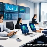 디지털화폐 발행의 법적 절차 - A modern corporate office scene showing a diverse team of professionals collaborating on digital cur...