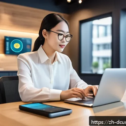 디지털화폐 거래시 유의사항 - A modern digital currency trading scene showing a confident Asian professional woman in business cas...