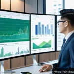 디지털화폐와 환경 문제 - A futuristic blockchain-powered green finance dashboard interface, displaying real-time transparent ...