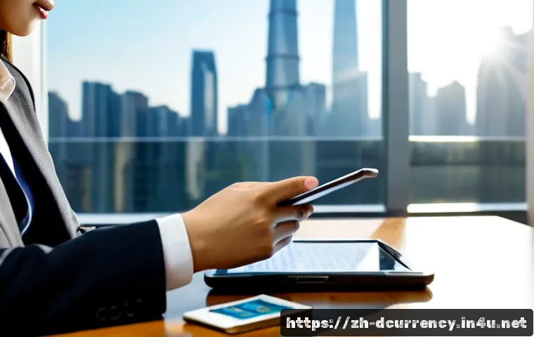 디지털화폐의 트렌드 변화 분석 - Photorealistic modern financial analyst workspace, a Chinese professional in business-casual attire ...